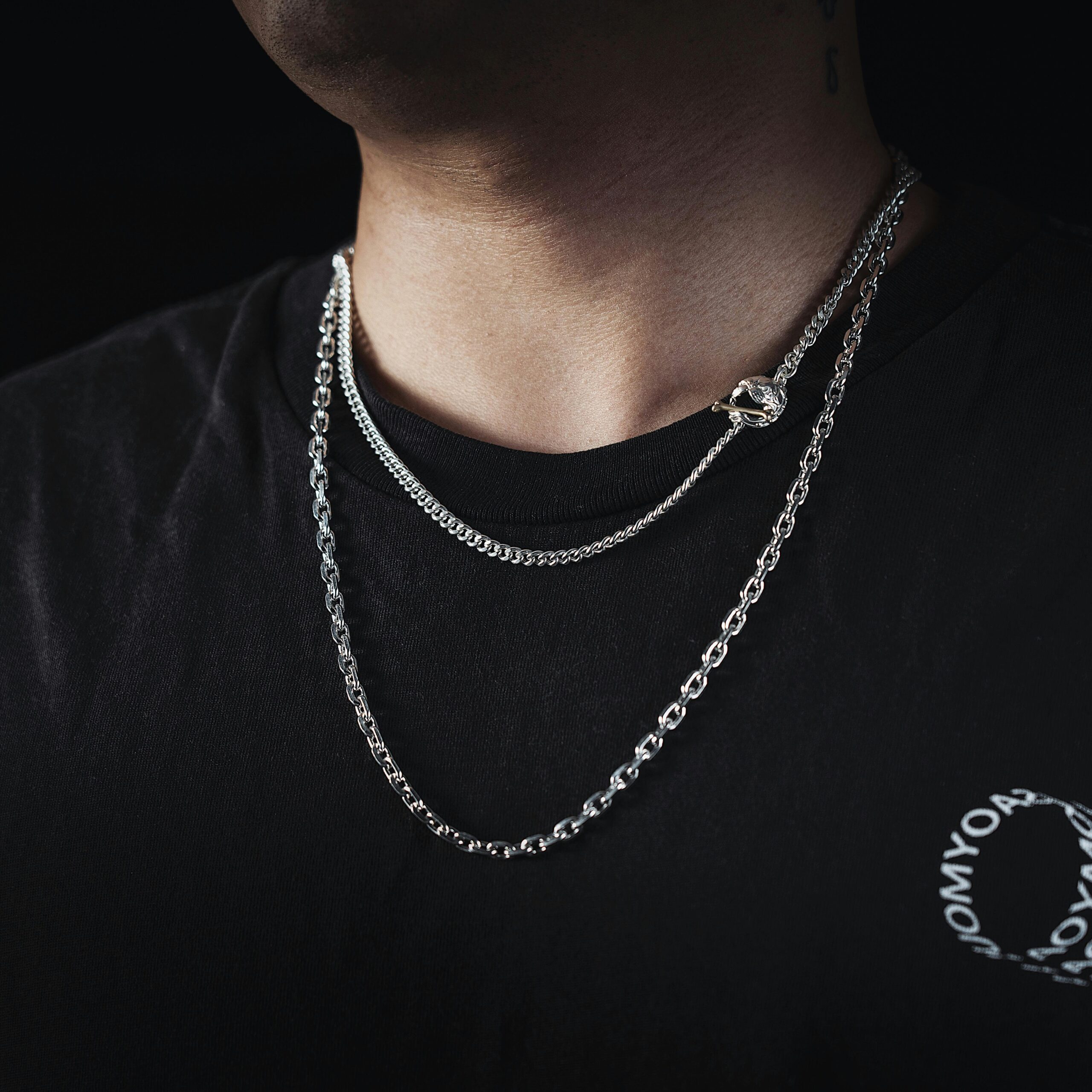 mens silver necklace stack for jewelry collection