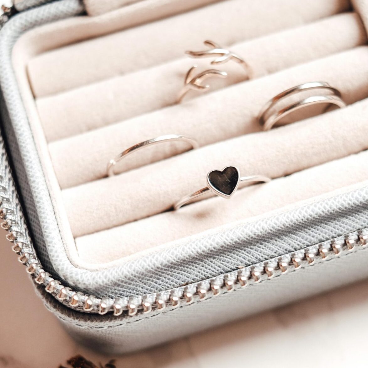 silver jewelry in a box