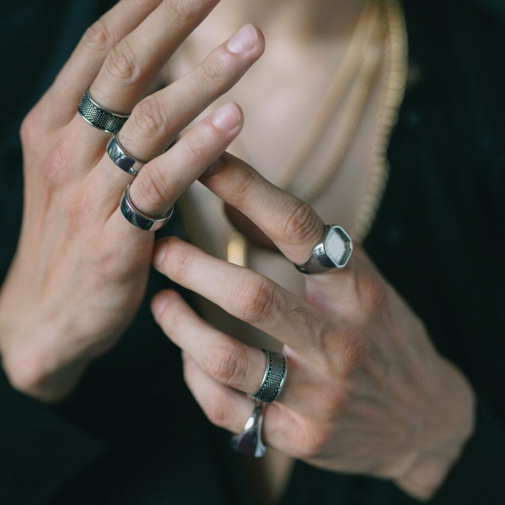 silver plain chunky rings